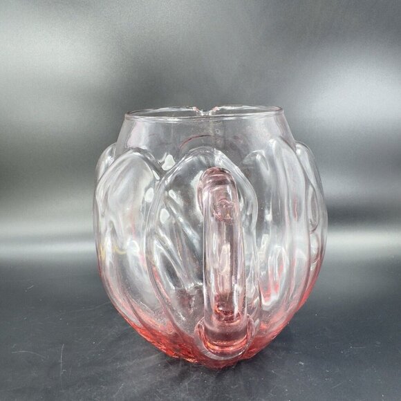 Vintage Mid Century Glass Pitcher Carafe Light Transparent Pink Color Raised VTG - Picture 11 of 16